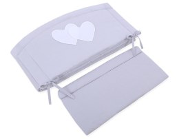 Bobono Ochraniacz do łóżeczka na szczebelki uniwersalny XXL - Serduszka szare