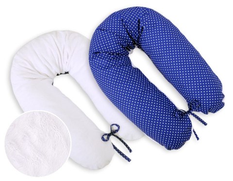 Bobono Poduszka ciążowa dwustronna Longer- Białe kropki na granacie