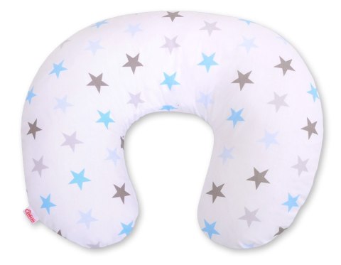 Bobono Poduszka rogal do karmienia fasolka + zdejmowana poszewka - Gwiazdy szaro-niebieskie