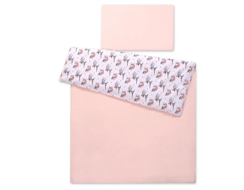 Bobono Pościel dla niemowląt 2-częściowa bawełniana - buldożki białe