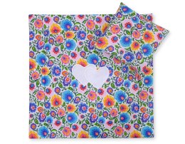 Bobono Pościel do wózka z wypełnieniem kołderka i poduszka - Serduszka folk biały