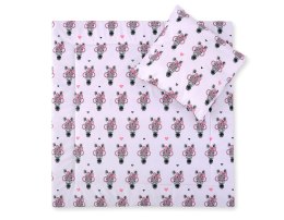 Bobono Pościel do wózka z wypełnieniem kołderka i poduszka - Zebry różowe