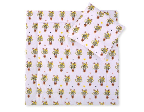 Bobono Pościel do wózka z wypełnieniem kołderka i poduszka - Zebry żółte