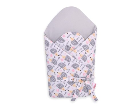 Bobono Rożek dla niemowląt z wiązaniem 2w1 usztywniany i miękki - jeżyki szare