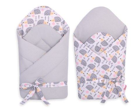 Bobono Rożek dla niemowląt z wiązaniem 2w1 usztywniany i miękki - jeżyki szare