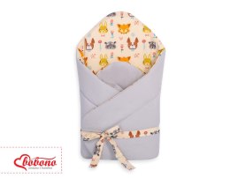 Bobono Rożek dla niemowląt z wiązaniem 2w1 usztywniany i miękki - zwierzątka kremowe