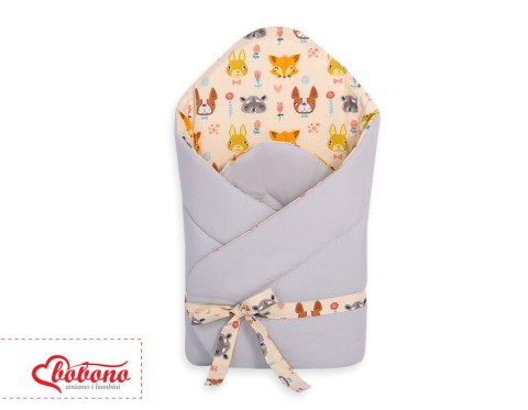 Bobono Rożek dla niemowląt z wiązaniem 2w1 usztywniany i miękki - zwierzątka kremowe