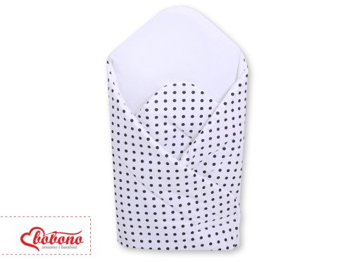 Bobono Rożek usztywniany- Wiszące serduszka czarne grochy na białym tle