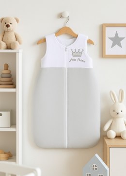 Bobono Śpiworek dla dzieci bawełniany M 6-12 mcy TOG 2.5 całoroczny ocieplany Little Prince szary