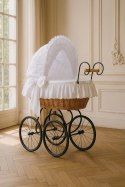 My Sweet Baby Luxury Wiklinowy kosz Mojżesza Retro ze składaną budką Charlotte - naturalny + biała pościel z koronką