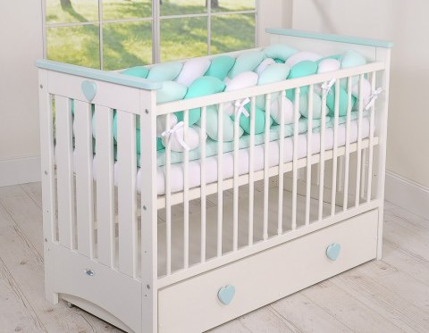 My Sweet Baby Ochraniacz warkocz pleciony do łóżeczka XXL - biało-miętowy