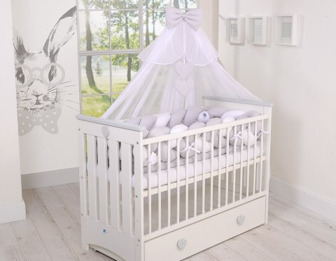 My Sweet Baby Ochraniacz warkocz pleciony do łóżeczka XXL - biało-szary