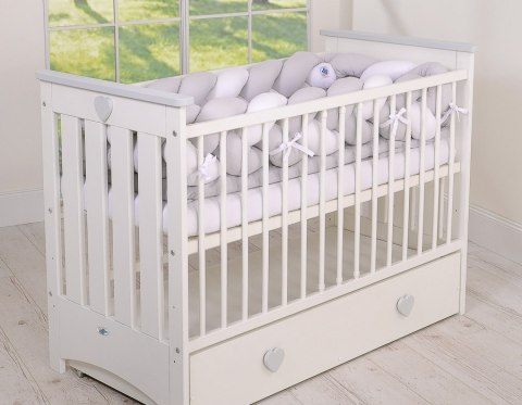 My Sweet Baby Ochraniacz warkocz pleciony do łóżeczka XXL - biało-szary