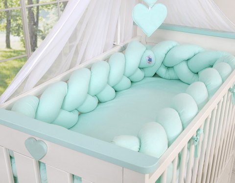 My Sweet Baby Ochraniacz warkocz pleciony do łóżeczka XXL -miętowy