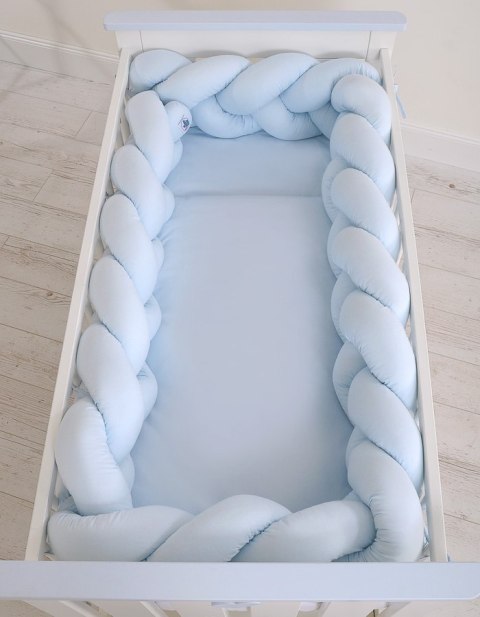 My Sweet Baby Ochraniacz warkocz pleciony do łóżeczka XXL - niebieski