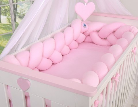 My Sweet Baby Ochraniacz warkocz pleciony do łóżeczka XXL - różowy