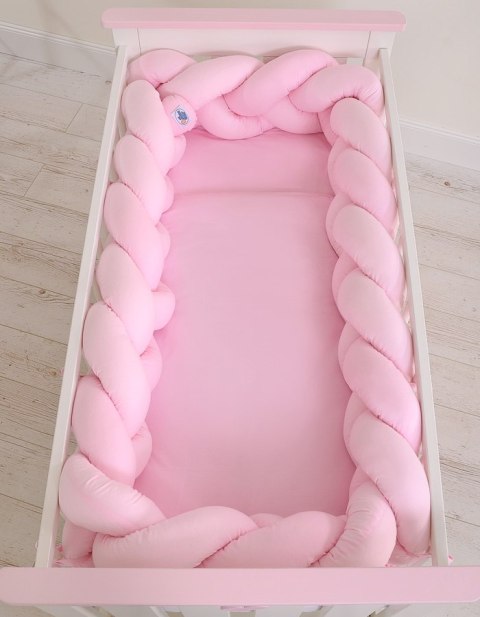 My Sweet Baby Ochraniacz warkocz pleciony do łóżeczka XXL - różowy