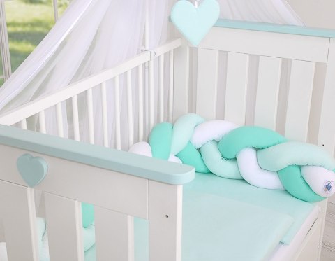 My Sweet Baby Ochraniacz warkocz pleciony do łóżeczka - biało-miętowy