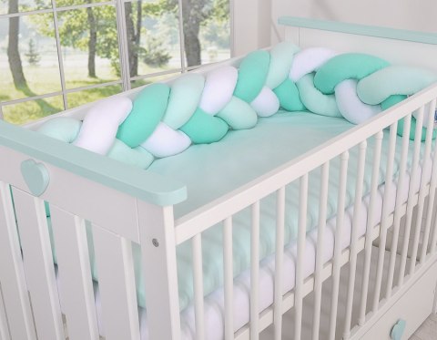 My Sweet Baby Ochraniacz warkocz pleciony do łóżeczka - biało-miętowy