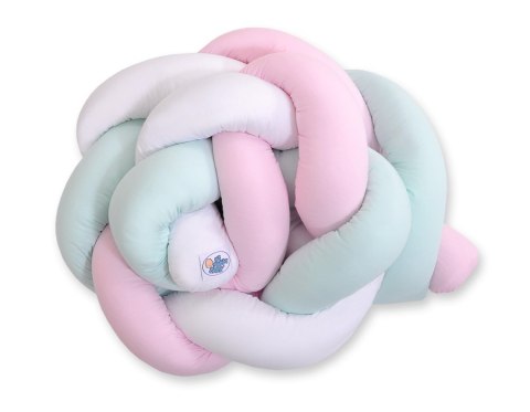 My Sweet Baby Ochraniacz warkocz pleciony do łóżeczka - biało- różowo-miętowy