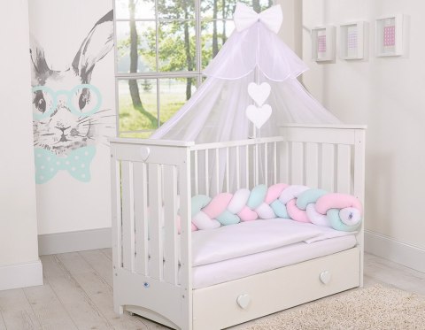 My Sweet Baby Ochraniacz warkocz pleciony do łóżeczka - biało- różowo-miętowy