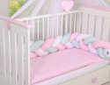 My Sweet Baby Ochraniacz warkocz pleciony do łóżeczka - biało- różowo-miętowy