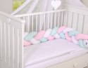 My Sweet Baby Ochraniacz warkocz pleciony do łóżeczka - biało- różowo-miętowy