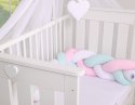 My Sweet Baby Ochraniacz warkocz pleciony do łóżeczka - biało- różowo-miętowy