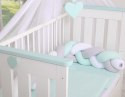 My Sweet Baby Ochraniacz warkocz pleciony do łóżeczka - biało-szaro-miętowy