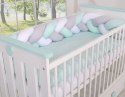 My Sweet Baby Ochraniacz warkocz pleciony do łóżeczka - biało-szaro-miętowy