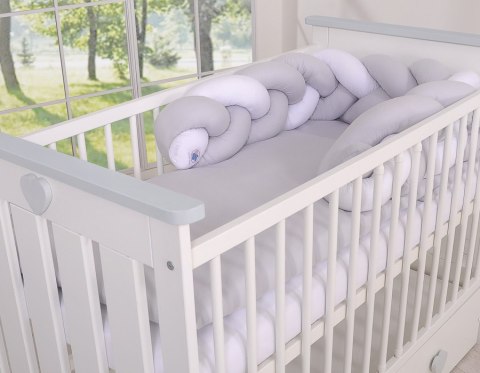 My Sweet Baby Ochraniacz warkocz pleciony do łóżeczka - biało szary