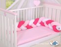 My Sweet Baby Ochraniacz warkocz pleciony do łóżeczka - biały-różowy-ciemnoróżowy