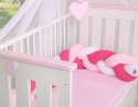 My Sweet Baby Ochraniacz warkocz pleciony do łóżeczka - biały-różowy-ciemnoróżowy