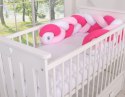 My Sweet Baby Ochraniacz warkocz pleciony do łóżeczka - biały-różowy-ciemnoróżowy