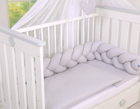 My Sweet Baby Ochraniacz warkocz pleciony do łóżeczka - szare