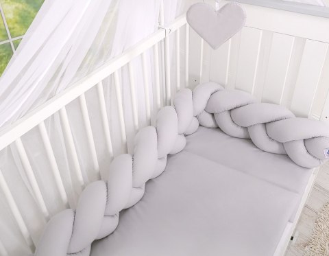 My Sweet Baby Ochraniacz warkocz pleciony do łóżeczka - szare